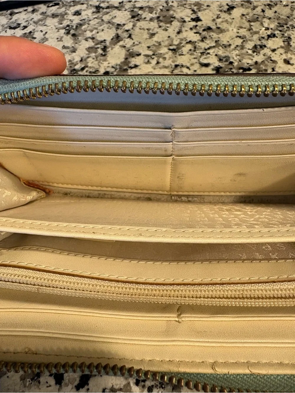 kate spade pastel blue zip-around leather wallet